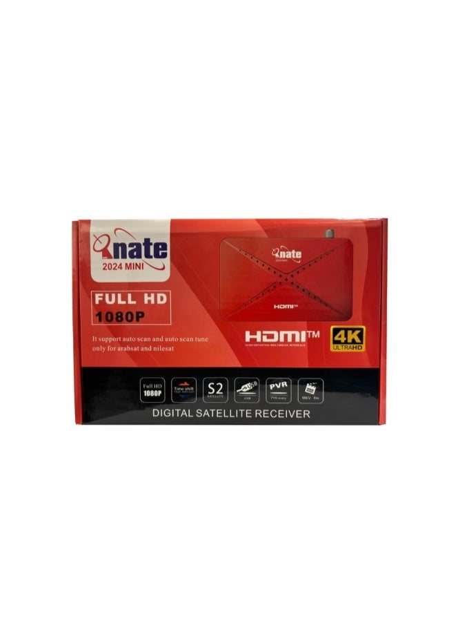 Nate Full HD Digital Satellite Receiver Model 2024, Black/Red - Image 3